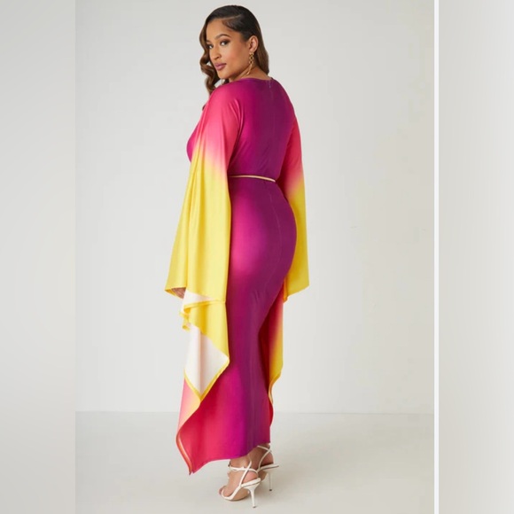 NWOT Raspberry Passions Ombre Belted Kaftan Dress - Picture 4 of 5